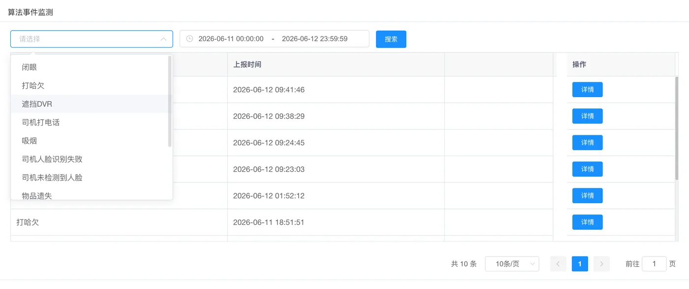 算法事件监测