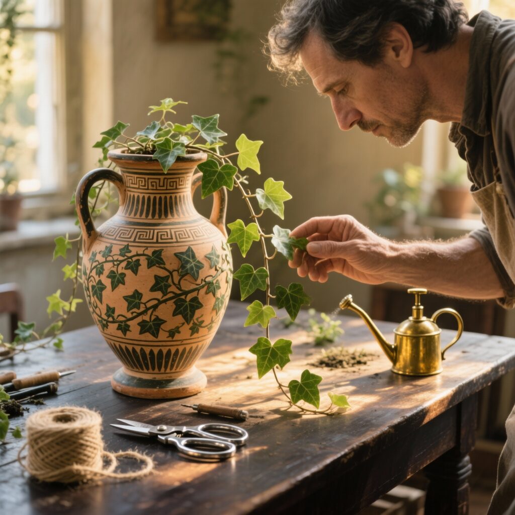 ivy plant ancient greek vase