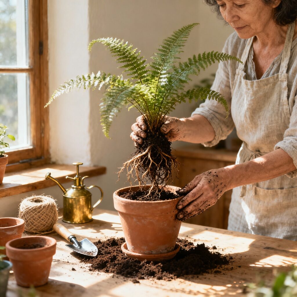 maidenhair fern root division