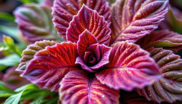 coleus vibrant leaves close-up